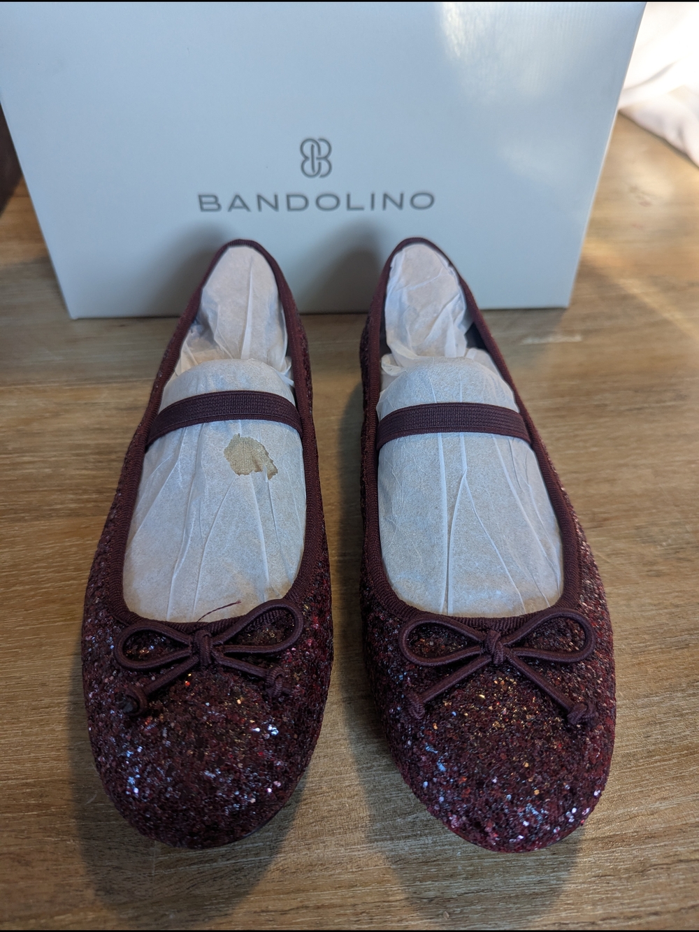 Bandolino Women's Dark Red Glitter Ballet Flats